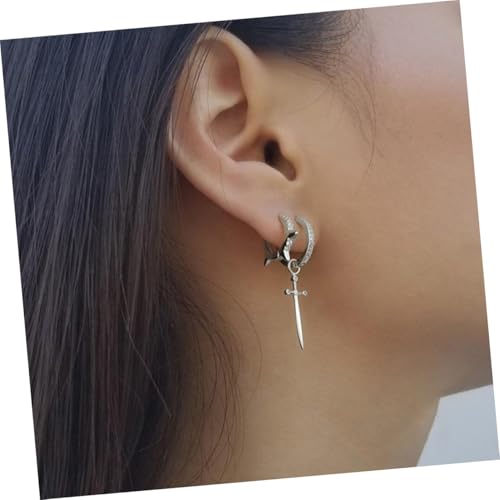 KOMBIUDA Rundhänger Ohrringe mit Schwertdesign und Funkelnden Strasssteinen Nickelfrei Langlebig Baumelnde Ohrschmuck für Frauen Eleganter Modeschmuck für Alltag und Geschenk von KOMBIUDA