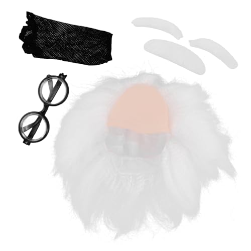 KOMBIUDA Satz Mit Perücke Brille Schnurrbart Und Augenbrauen Für Halloween-kostüm Alter-mann-verkleidung Opa-imitation Party-accessoire von KOMBIUDA