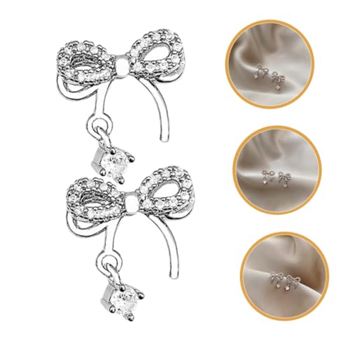 KOMBIUDA Schlichte Silberne Bowknot Ohrstecker mit Funkelnden Zirkonsteinen Modische Langlebige Ohrhänger für Damen Eleganter Schmuck für Partys Hochzeit Alltagsoutfits von KOMBIUDA