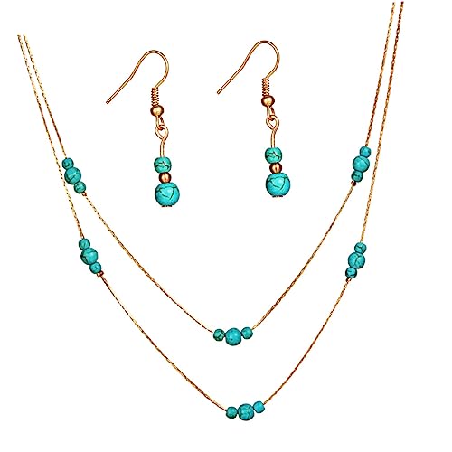 KOMBIUDA Türkis Halskette Mehrlagige Mit Ohrringen Damen Set Anhänger Für Feine Verarbeitung KOMBIUDA Türkis Halskette Mehrlagige Mit Ohrringen Damen Set Anhänger Für Feine Verarbeitung von KOMBIUDA