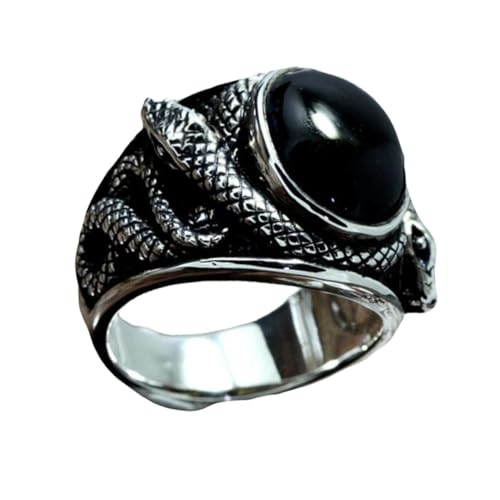 KOMBIUDA Schwarzer Schlangenring Damen Modischer Fingerring Langlebiger Schmuck für Party Cosplay und Besondere Anlässe von KOMBIUDA