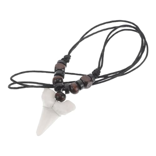 KOMBIUDA Shark Tooth Halskette Herren Surfer Schmuck Verstellbar Retro Holzperlen Strand Schmuck für Männer und Frauen Boho Beach Necklace von KOMBIUDA