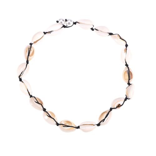 KOMBIUDA Shell Beaded Halskette und Fußkettchen Hawaii Stil Schwarze Handgefertigte Kette mit Muschel anhänger für Damen Mädchen Leichtes Legierungs schmuckstück für Alltag und Geschenk von KOMBIUDA