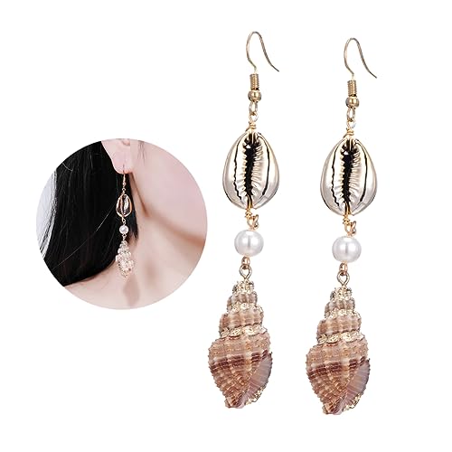 KOMBIUDA Shell Muschel Ohrringe Damen Leichtes Legierungs Design Perlenschmuck Ohrstecker Für Alltag Party Karneval von KOMBIUDA