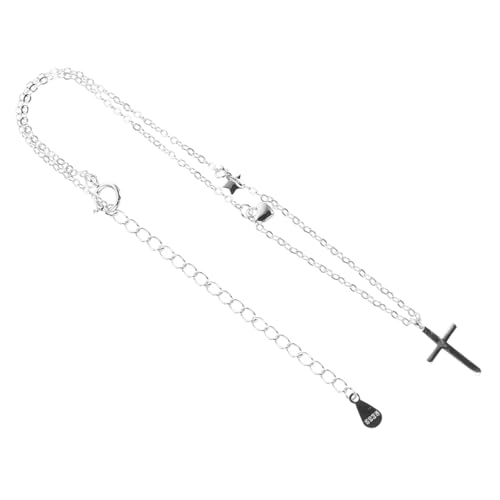 KOMBIUDA Silber Fußkettchen Damen mit Kreuz und Funkelnden Strasssteinen Verstellbares Fußarmband für Strand und Alltag Eleganter Langlebiger Schmuck für Frauen von KOMBIUDA