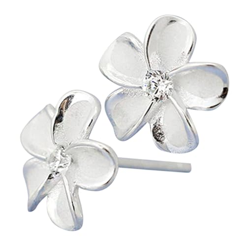 KOMBIUDA Silber Ohrstecker Blütenform mit Zirkonia Hypoallergen Modische Damen Ohrringe für Frauen und Mädchen Eleganter Schmuck für Alltag Geschenkidee Geburtstag und Fest von KOMBIUDA