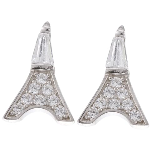 KOMBIUDA Silber Ohrstecker Damen Eiffelturm Design Weißgoldfarbig Ohrschmuck Flach Ohrstecker Dekorative Schmuck Ohrringe Alltag Party von KOMBIUDA