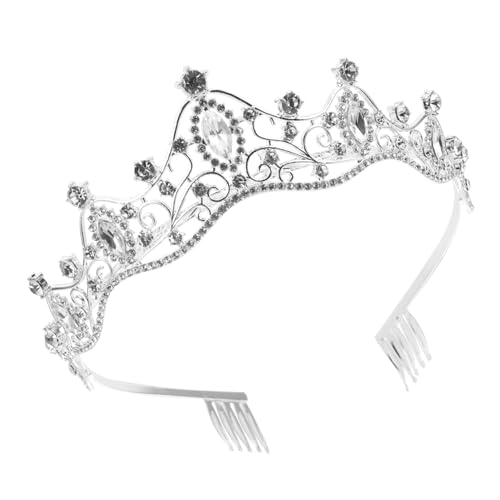 KOMBIUDA Silberne mit Weißen Strasssteinen Elegantes Tiara Haarband für Hochzeit Abschlussball und Besondere Anlässe Komfortabel und Sicher Tragbar Glamouröser Brautschmuck für Damen von KOMBIUDA