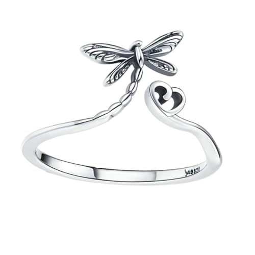 KOMBIUDA Sterling Silber Damen Ring mit Libellenmotiv Kreativer Offener Finger Schmuck Modischer Verstellbarer Modeschmuck für Frauen und Mädchen Elegantes Accessoire für Alltag und Party KOMBIUDA Sterling Silber Damen Ring mit Libellenmotiv Kreativer Offener Finger Schmuck Modischer Verstellbarer Modeschmuck für Frauen und Mädchen Elegantes Accessoire für Alltag und Party von KOMBIUDA