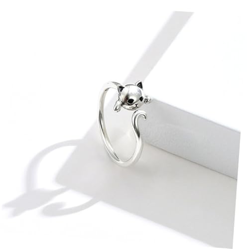 KOMBIUDA Sterling Silber Offener Damenring mit Niedlichem Katzenmotiv Verstellbar Eleganter Schmuck für Alltag und Kreatives Design Platinbeschichtet Modischer Fingerschmuck KOMBIUDA Sterling Silber Offener Damenring mit Niedlichem Katzenmotiv Verstellbar Eleganter Schmuck für Alltag und Kreatives Design Platinbeschichtet Modischer Fingerschmuck von KOMBIUDA