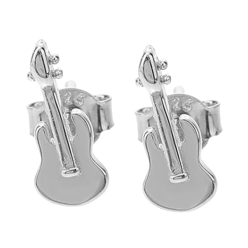 KOMBIUDA Sterling Silber Ohrstecker Damen Gitarre Form mit Zirkonia Besatz Kreative Musik Schmuck Leicht und Langlebig Perfektes für Frauen und Freundinnen von KOMBIUDA