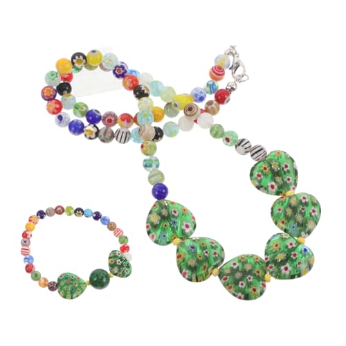 KOMBIUDA Stil Herz Schmuckset Bunte Glasperlen Kette und Stretch Armband für Damen Leichtes Elegantes Valentinstagsgeschenk und Modisches Accessoire KOMBIUDA Stil Herz Schmuckset Bunte Glasperlen Kette und Stretch Armband für Damen Leichtes Elegantes Valentinstagsgeschenk und Modisches Accessoire von KOMBIUDA