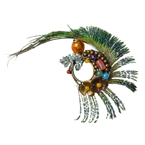 KOMBIUDA Stilvolle Alloy Corsage Brosche mit Pfauenfeder Design Modisches Accessoire für Kleidung Schals und Hüte Vielseitig Einsetzbar für Damen und Freunde Perfekter Schmuck für Alltag von KOMBIUDA
