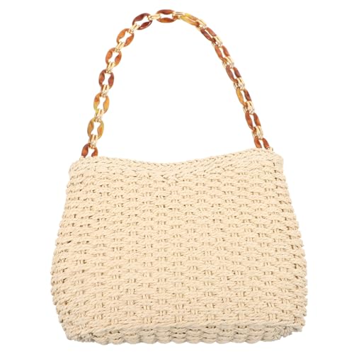KOMBIUDA Stilvolle Damen Strandtasche aus Gewebtem Stroh Langlebige Umhängetasche mit Ausreichendem Stauraum Vielseitig als Shopper Handtasche und Strandbeutel für Shopping und Urlaub von KOMBIUDA