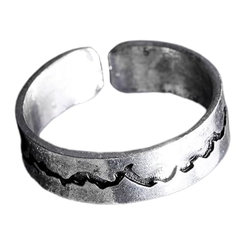 KOMBIUDA Stilvoller Verstellbarer Fingerring mit Crack design Modisches Antikes Silber Leuchtend Blau grün Individuelles Schmuckstück für Damen Geschenk zu Geburtstag und Jubiläum von KOMBIUDA