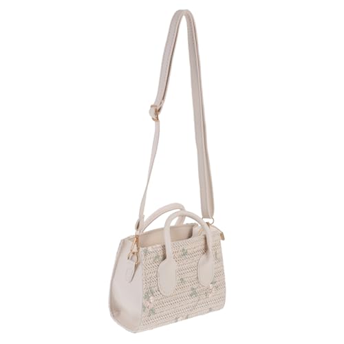 KOMBIUDA Strandtasche Damen Stroh Handtasche mit Schulterriemen Leichte Gewebte Crossbody Tasche Modische Freizeit Umhängetasche für Alltag Reisen Shopping Tragbar und Robust von KOMBIUDA