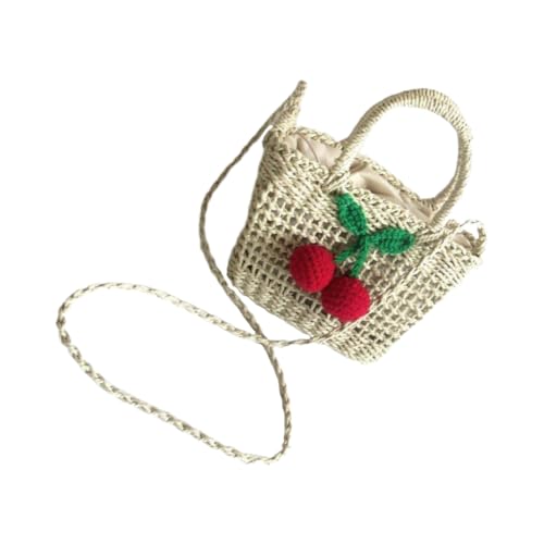KOMBIUDA Stroh Schultertasche Süße Umhängetasche Mädchen Crossbody Tasche Freizeit Strandtasche Beige Leicht und Organisiert für Alltag Party Shopping von KOMBIUDA