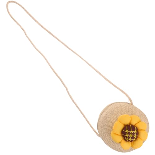 KOMBIUDA Strohtasche mit Blumenmotiv Handgefertigte Mini Schultertasche aus Robustem Stroh Multifunktionale Umhängetasche für Mädchen für Sommer und Freizeit Vielseitig Kombinierbar von KOMBIUDA