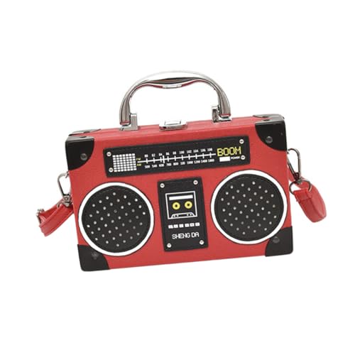 KOMBIUDA Stylische Damen Schultertasche im Radio Design Langlebige Freizeit Umhängetasche Modische Crossbody Bag für Alltag Shopping und Party Robust und Praktisch in Rot von KOMBIUDA