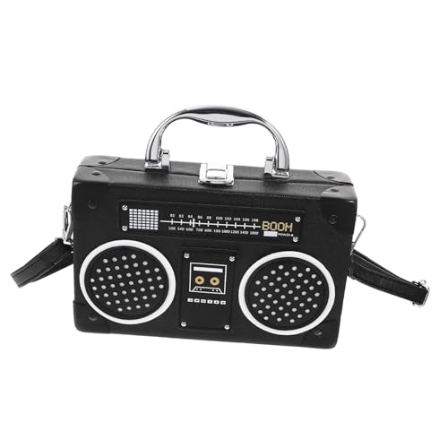 KOMBIUDA Stylische Damen Umhängetasche in Radioform Langlebiges Material Verstellbarer Abnehmbarer Gurt Modisch und Vielseitig für Schule Dating Camping und Arbeit Schwarze Crossbody Bag von KOMBIUDA