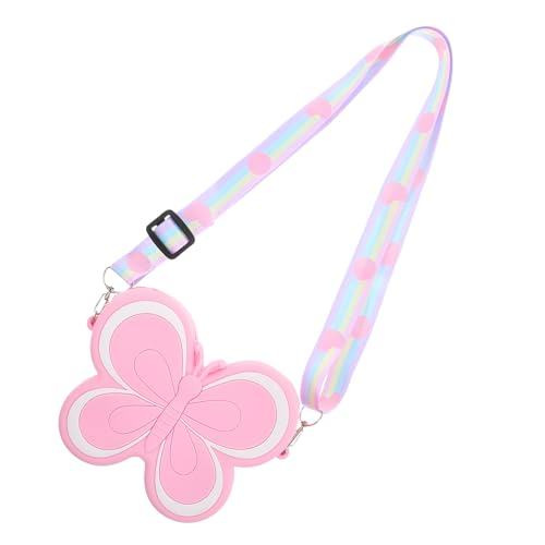 KOMBIUDA Süße Schmetterling Silikon Geldbörse Mädchen Umhängetasche Strapazierfähig Vielseitig Kinderhandtasche Modisches Accessoire für Junge Mädchen Alltagsspielspaß von KOMBIUDA