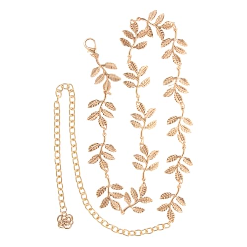 KOMBIUDA Taillenkette Damen Goldfarbene Metall Waist Chain mit Blattdesign Verstellbar Langlebig Modischer Körperschmuck für Sommer Festivals Club Party und Festliche Anlässe von KOMBIUDA
