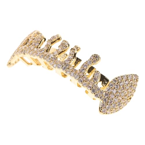 KOMBIUDA Teeth Grill für Männer mit Echten Strasssteinen Ergonomisch Geformt Langlebig Vergoldet Praktisch Tragbar Modischer Hip Hop Zahnschmuck für Rapper und Kostüme von KOMBIUDA