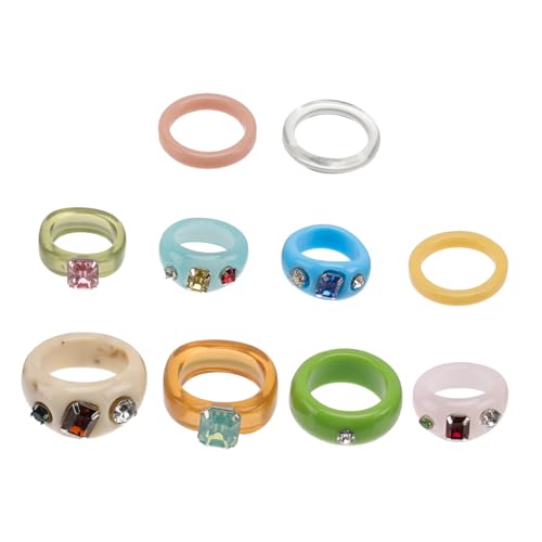 KOMBIUDA Teiliges Bunter Resin Fingerringe Transparente Geometrische Acrylringe Modische Bequeme und Langlebige Schmuckstücke für Damen Geeignet für Alltag Party und Festliche Anlässe KOMBIUDA Teiliges Bunter Resin Fingerringe Transparente Geometrische Acrylringe Modische Bequeme und Langlebige Schmuckstücke für Damen Geeignet für Alltag Party und Festliche Anlässe von KOMBIUDA