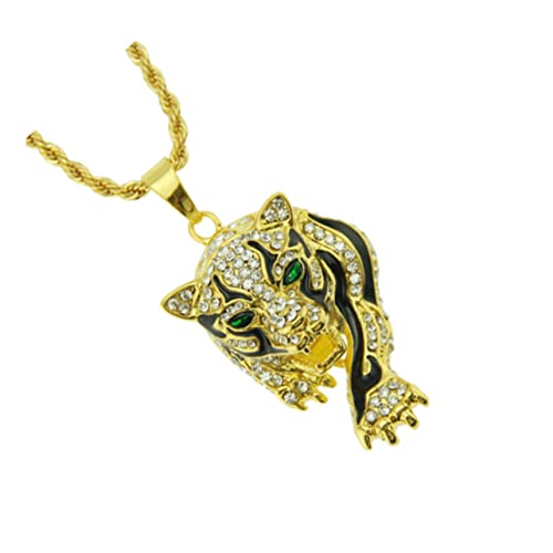 KOMBIUDA Tiger Anhänger Halskette Damen Goldfarben Kreativer Tierkopf Schmuck Mit Strasssteinen Modischer Schlüsselbein Schmuck Für Frauen Und Mädchen Geschenkidee von KOMBIUDA