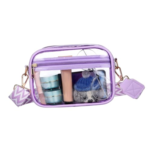 KOMBIUDA Transparente Crossbody Tasche Leichtes Design Wasserabweisend Verstellbarer Schultergurt für Damen Vielseitige Umhängetasche mit Mehreren Fächern für Sport Reisen und Alltag von KOMBIUDA
