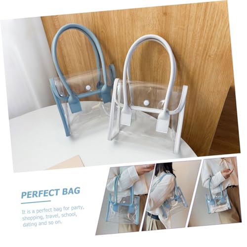 KOMBIUDA Transparente Jelly Handtasche Damen Modische Einfache PVC Jelly Bag mit Mittlerer Vielseitig für Alltag Party Shopping und Reisen Leicht Robust Blau von KOMBIUDA