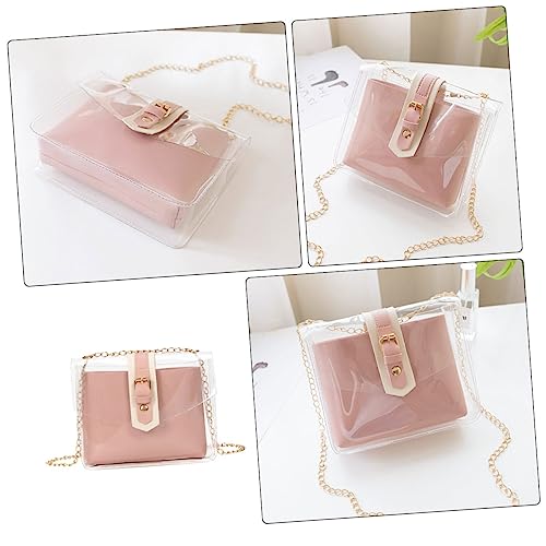 KOMBIUDA Transparente PVC Umhängetasche Damen Crossbody Tasche mit Kette Leichte Messenger Bag für Alltag Verstellbarer Schulterriemen Modische Klare Handtasche für Verschiedene Anlässe von KOMBIUDA