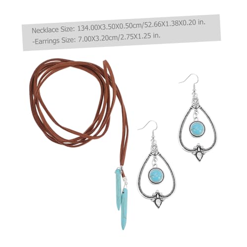 KOMBIUDA Türkis Schmuckset Damen Halskette Ohrringe Boho Stil Handgefertigt Elegant für Hochzeit Valentinstag Muttertag Geburtstag Geschenk von KOMBIUDA