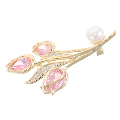 KOMBIUDA Tulpenbrosche mit Künstlicher Perle für Damen Handgefertigte Blumen Anstecknadel Verarbeitung Vielseitig als Schalhalter oder Schmuck bei Hochzeiten und Partys von KOMBIUDA