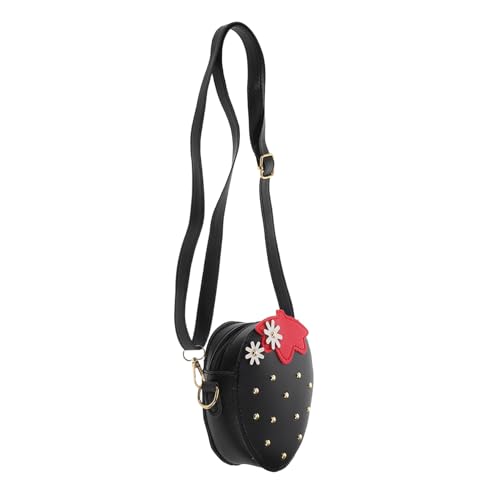 KOMBIUDA Umhängetasche Erdbeerform PU Material Kleine Handtasche für Mädchen mit Nieten Süße Geldbörse Crossbody Tasche Praktisch Sicher und Strapazierfähig Alltagstasche von KOMBIUDA