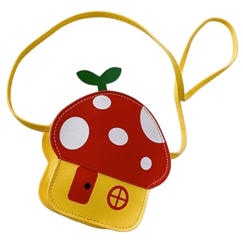 KOMBIUDA Umhängetasche Pilz Motiv Zipper Verschluss Sicher Strapazierfähiges Material Verstellbarer Schultergurt Mädchen Reise Freizeit Tasche Rot Niedliche Kindergeldbörse von KOMBIUDA