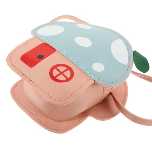 KOMBIUDA Umhängetasche Pilzform Pu Material Mini Cartoon Münzbeutel für Mädchen und Kleinkinder Verstellbarer Riemen Modische Wechselgeldtasche Geschenkidee Vielseitig für Münzen und von KOMBIUDA
