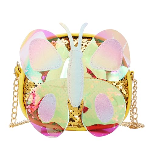 KOMBIUDA Umhängetasche Schmetterling Kettentasche Gelb Niedliche Schultertasche für Mädchen Kreative Form Modisch und Praktisch Geschenk für Schule von KOMBIUDA