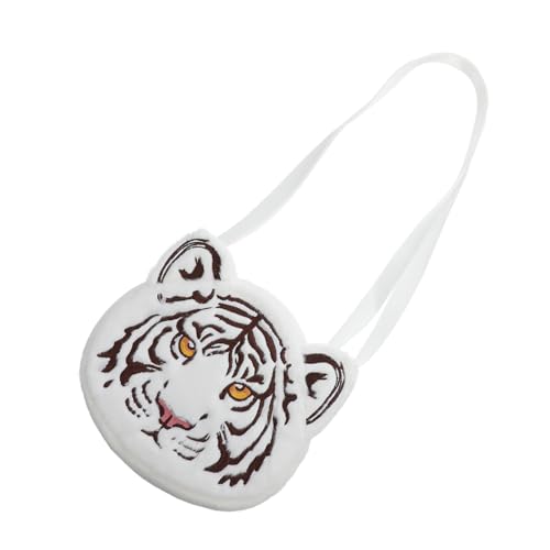 KOMBIUDA Umhängetasche Weißer Tiger Plüsch Niedliche Cartoon Tierform Weiche Messenger Bag für Mädchen Geeignet für Münzen Karten und Kleine Accessoires von KOMBIUDA