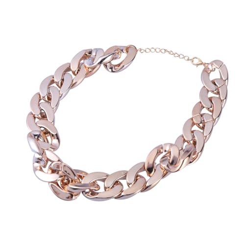 KOMBIUDA Unisex Panzerkette Halskette Goldfarben Kurz Robust Glänzend Chunky Link Chain Choker aus Langlebiger Goldbeschichteter Legierung und Acryl Verstellbar Cooler Punkstil für Damen von KOMBIUDA