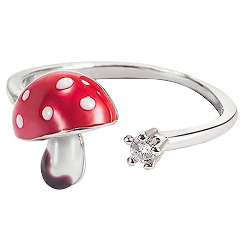 KOMBIUDA Verstellbarer Damen Pilz Ring aus Langlebiger Legierung Offener Fingerring mit Funkelndem Design Kratzfestes Elegantes Schmuckgeschenk für Frauen und Teenager KOMBIUDA Verstellbarer Damen Pilz Ring aus Langlebiger Legierung Offener Fingerring mit Funkelndem Design Kratzfestes Elegantes Schmuckgeschenk für Frauen und Teenager von KOMBIUDA