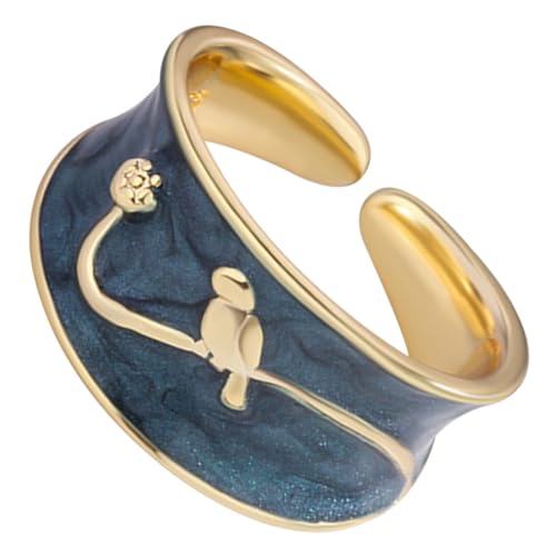 KOMBIUDA Verstellbarer Damenring aus Hochwertigem Kupfer mit Blauer Emaille Offener Filigraner Fingerring Modischer Schmuck für Alltag Party Geburtstag und Geschenk KOMBIUDA Verstellbarer Damenring aus Hochwertigem Kupfer mit Blauer Emaille Offener Filigraner Fingerring Modischer Schmuck für Alltag Party Geburtstag und Geschenk von KOMBIUDA