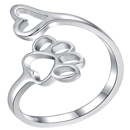 KOMBIUDA Verstellbarer Damenring aus Langlebiger Legierung Offenes Design mit Hundepfoten und Herzmotiv Leichter Finger Schmuck für Teenager und Frauen Kratzfestes Retro Fingerband KOMBIUDA Verstellbarer Damenring aus Langlebiger Legierung Offenes Design mit Hundepfoten und Herzmotiv Leichter Finger Schmuck für Teenager und Frauen Kratzfestes Retro Fingerband von KOMBIUDA
