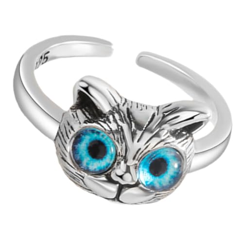 KOMBIUDA Verstellbarer Katzenring mit Blauem Auge Kreativer Metallschmuck für Damen und Teenager Modischer Offener Fingerring Geeignet für Alltag Party und Geschenk KOMBIUDA Verstellbarer Katzenring mit Blauem Auge Kreativer Metallschmuck für Damen und Teenager Modischer Offener Fingerring Geeignet für Alltag Party und Geschenk von KOMBIUDA