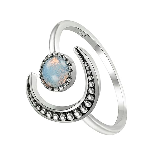 KOMBIUDA Verstellbarer Mondring mit Mondstein Eleganter Schmuck für Damen Kreativer Fingerdekor für Besonderen Hochwertige Verarbeitung und Brillanter von KOMBIUDA