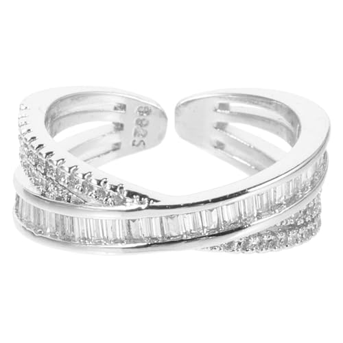 KOMBIUDA Verstellbarer Offener Damenring mit Geometrischem Zirkonia Eleganter Fingerring aus Langlebigem Material Komfortabler Sitz Modischer Schmuck für Frauen und Teenager von KOMBIUDA