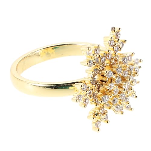 KOMBIUDA Schneeflockenringe Für Damen Verstellbarer Offener Ring Mit Zirkonia Und Micropavé-diamanten Statement-ring Für Hochzeiten Partys Und Alltag von KOMBIUDA