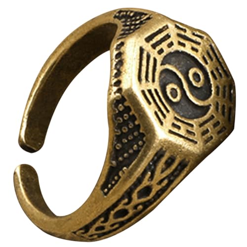 KOMBIUDA Verstellbarer Taoismus Ring Symbol Statement Schmuck für Damen Herren Chinesischer Stil Offener Fingerring für Alltag Party Hochzeit von KOMBIUDA