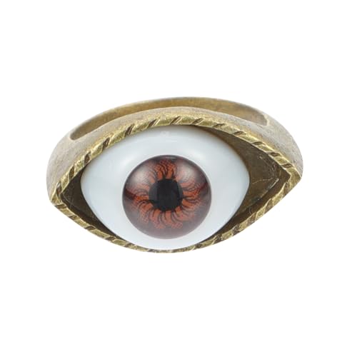 KOMBIUDA Vintage Alloy Ring mit Exzentrischem Auge Punk Stil Brauner Schmuck für Finger Modisches Accessoire für Party und Halloween Einzigartiger Statement ring von KOMBIUDA