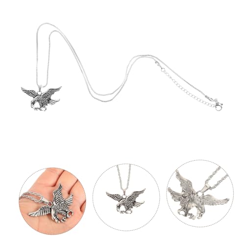 KOMBIUDA Vintage Anhänger Halskette Herren Edelstahl Silberfarben Punk Hip Hop Schmuck Leicht Tragbar Symbol für Freiheit und Stärke als Geschenk für Männer von KOMBIUDA